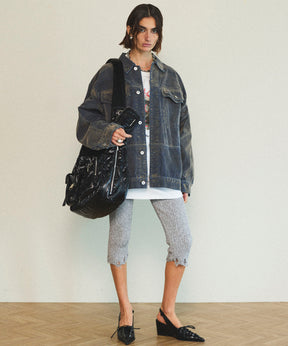 【25SPRING PRE-ORDER】Oversize Flocking Denim Jacket