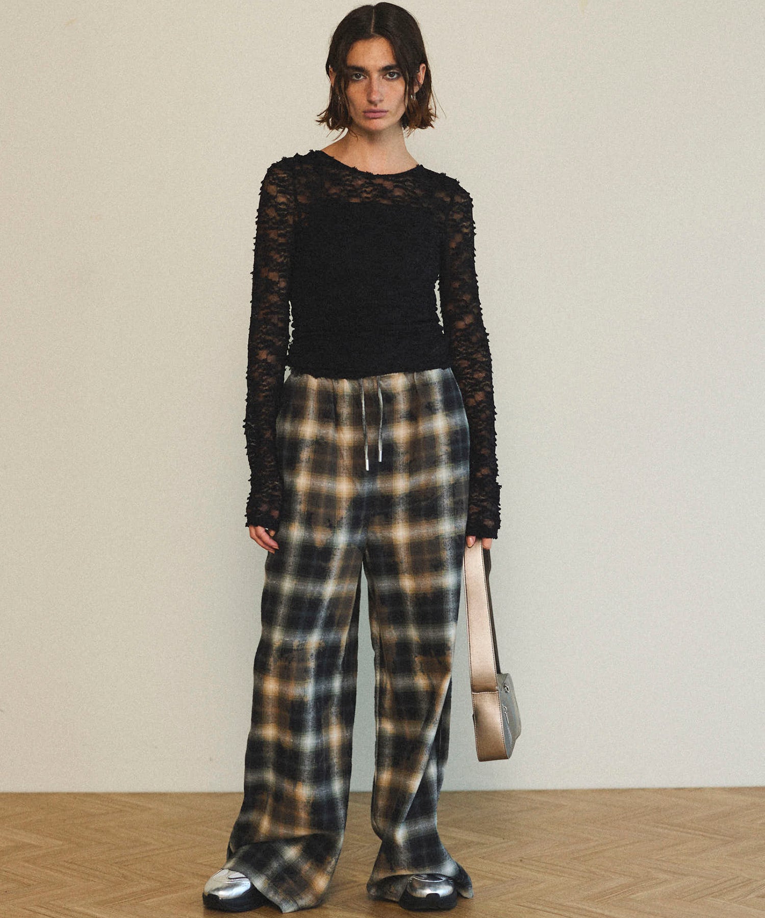 【25SPRING PRE-ORDER】Bleach Plaid Pattern Easy Pants