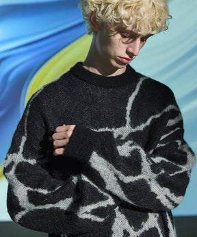 【24AW PRE-ORDER】Prime-Over Drawing Mohair Shaggy Crew Neck Knit Pullover