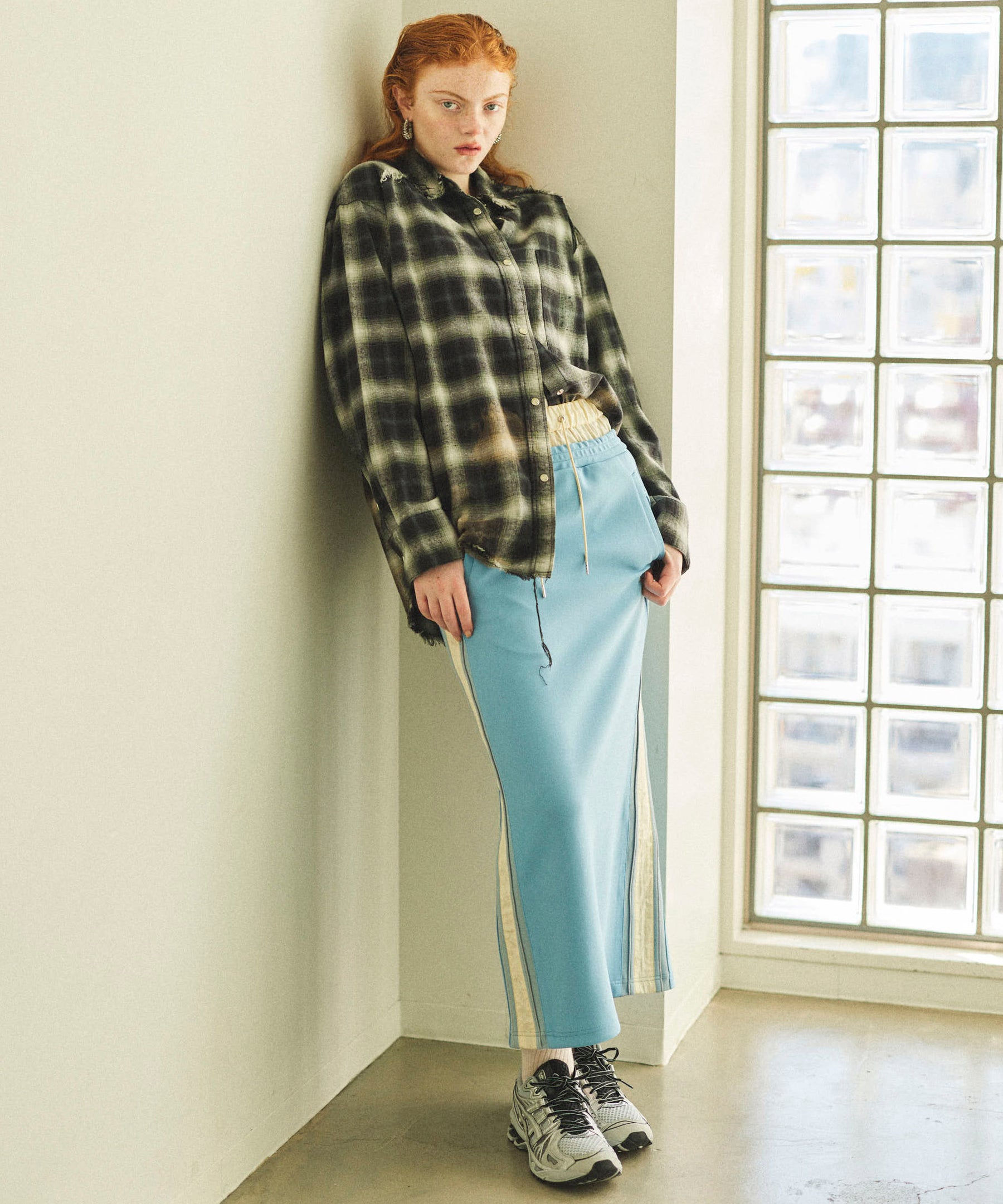 【25SPRING PRE-ORDER】Double Waist Side Line Jersey Skirt