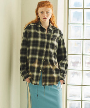 【25SPRING PRE-ORDER】Bleach Processing Plaid Pattern Shirt