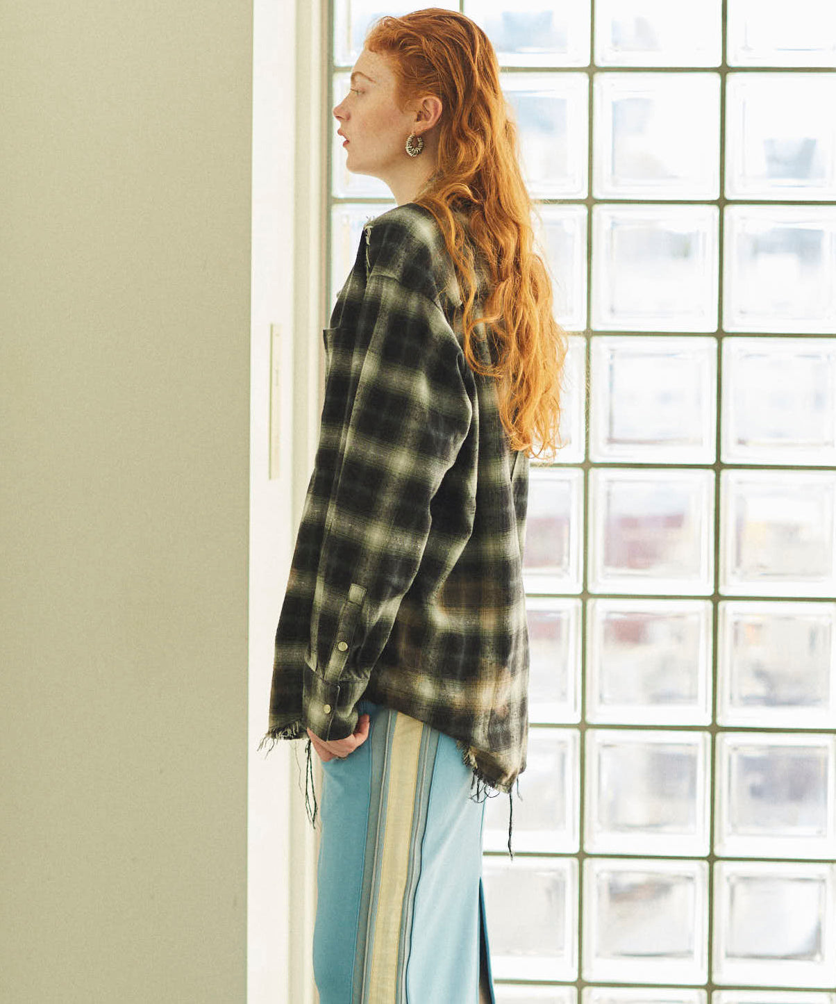 【25SPRING PRE-ORDER】Bleach Processing Plaid Pattern Shirt