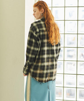 【25SPRING PRE-ORDER】Bleach Processing Plaid Pattern Shirt