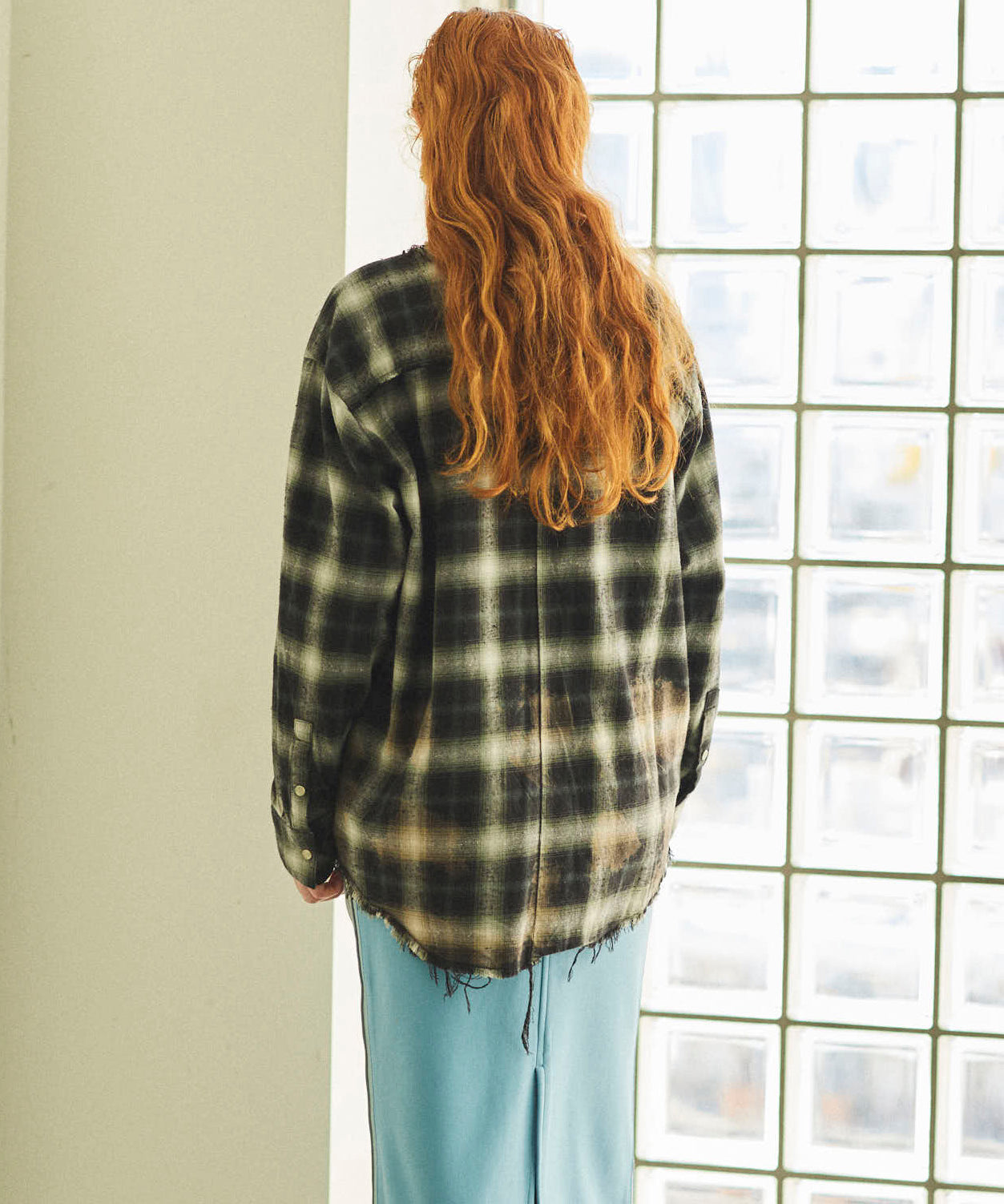 【25SPRING PRE-ORDER】Bleach Processing Plaid Pattern Shirt