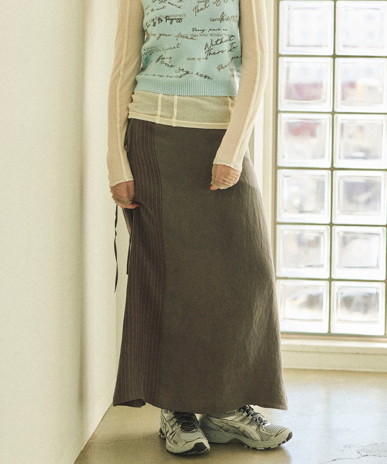 【25SPRING PRE-ORDER】Satin Docking Maxi Skirt