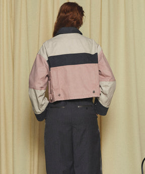 【25SPRING PRE-ORDER】Aging Processing Color Block Oxford Jacket