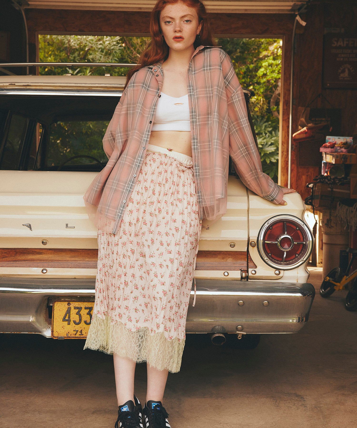 【25SPRING PRE-ORDER】Small Floral Pattern Washer Process Skirt