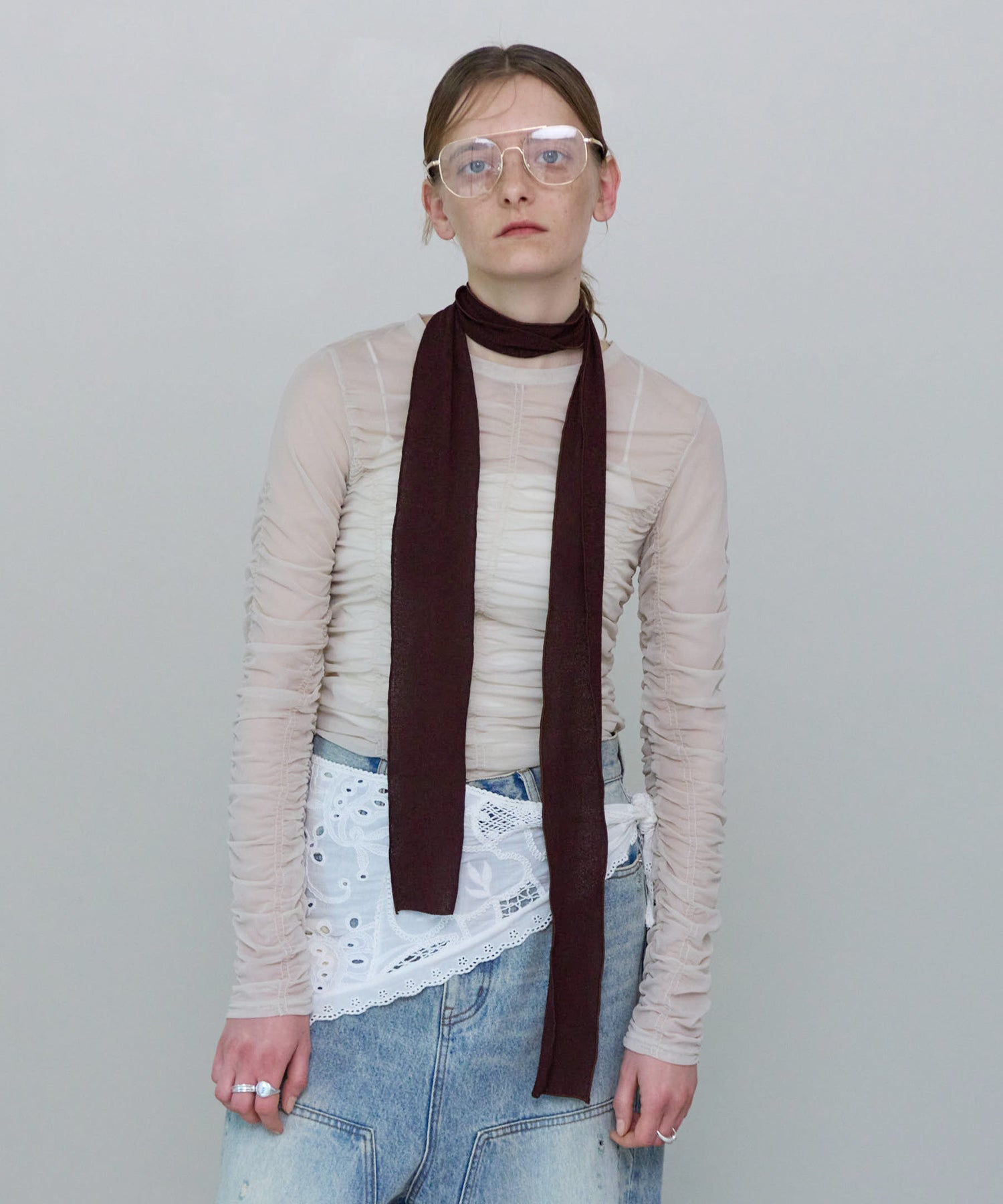 See-through Shirring Top