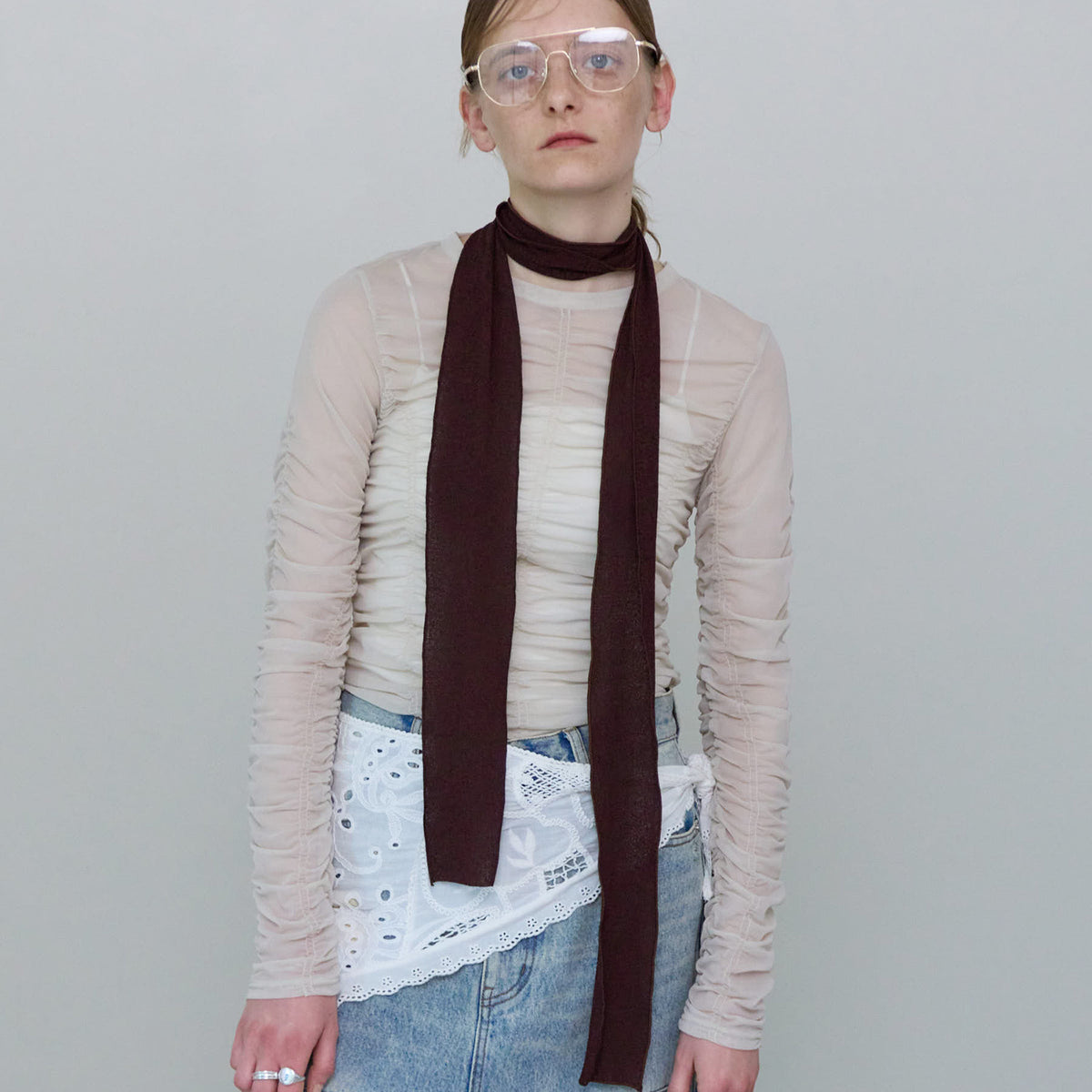 See-through Shirring Top