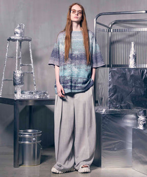 图片拼贴自然双jacquard Prime-Over Kew Neck编织T恤