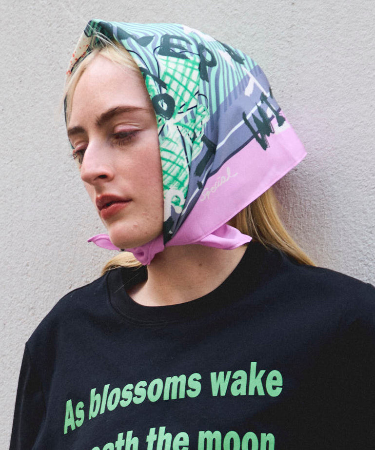 Hand Illustration Flower Scarf