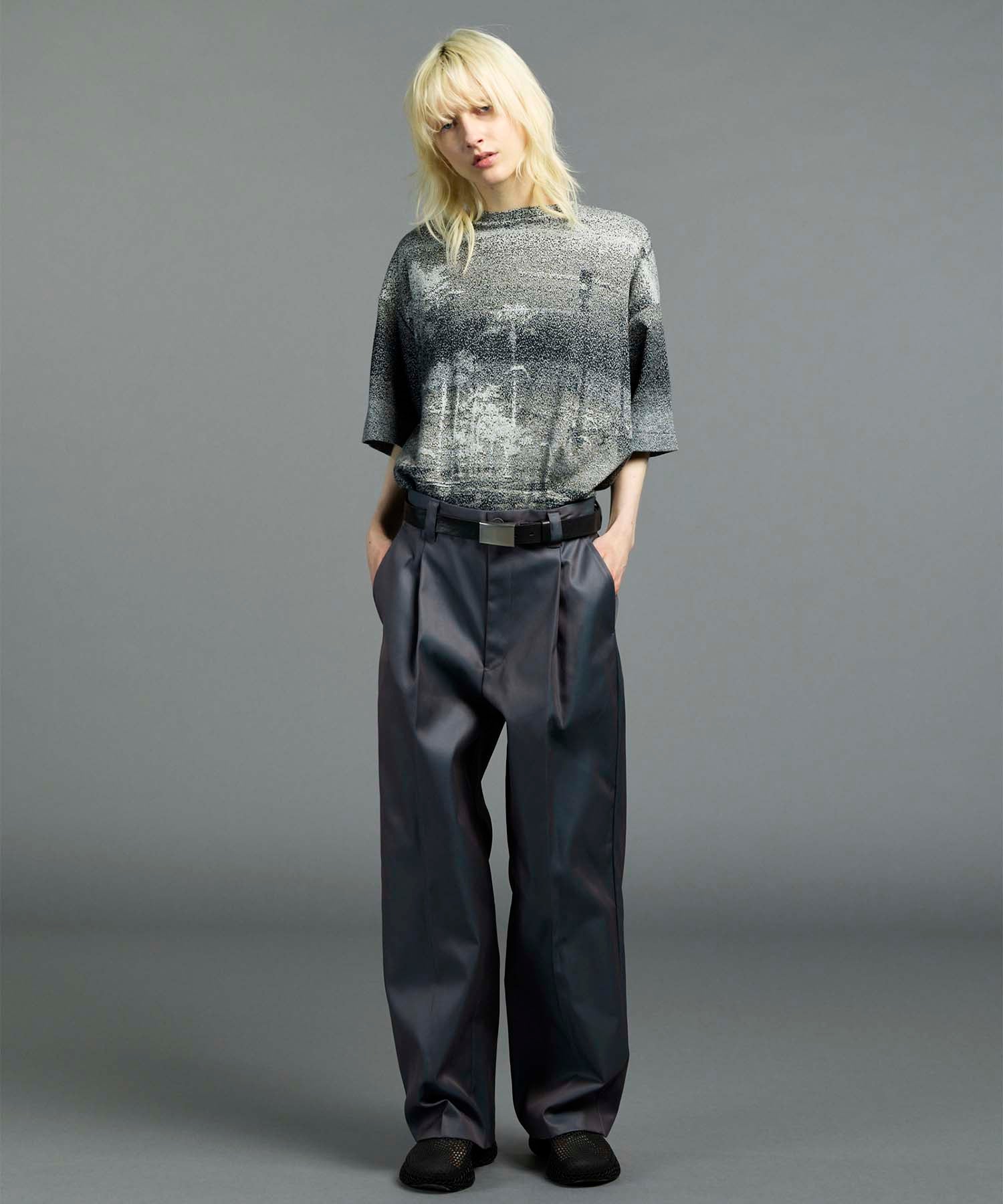 图片拼贴自然双jacquard Prime-Over Kew Neck编织T恤