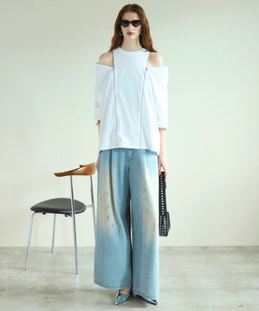 Waist Tuck Wide Denim Pants