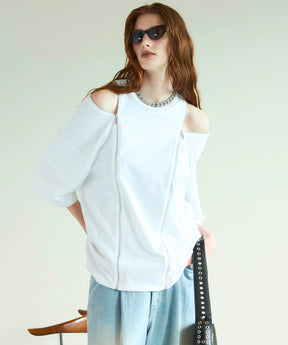 【SALE】Shoulder Zip Design T-shirt