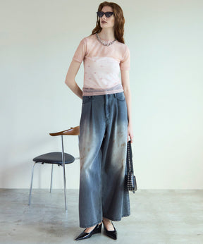 Waist Tuck Wide Denim Pants