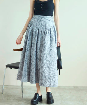 【SALE】Jacquard Narrow Belt Volume Silhouette Skirt