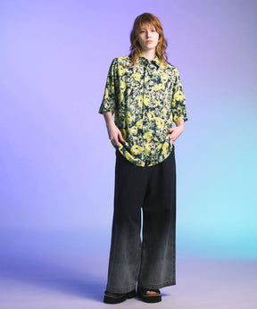 [한정판] 원래 그래픽 프라임-오버 일반 칼라 짧은 슬리브 셔츠