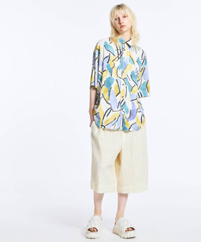 [한정판] 원래 그래픽 프라임-오버 일반 칼라 짧은 슬리브 셔츠