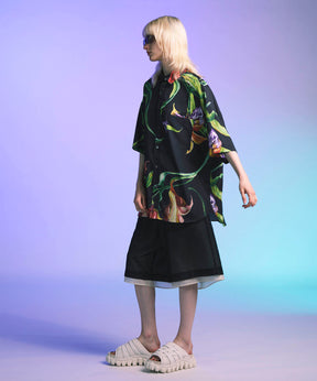 [한정판] 원래 그래픽 프라임-오버 일반 칼라 짧은 슬리브 셔츠