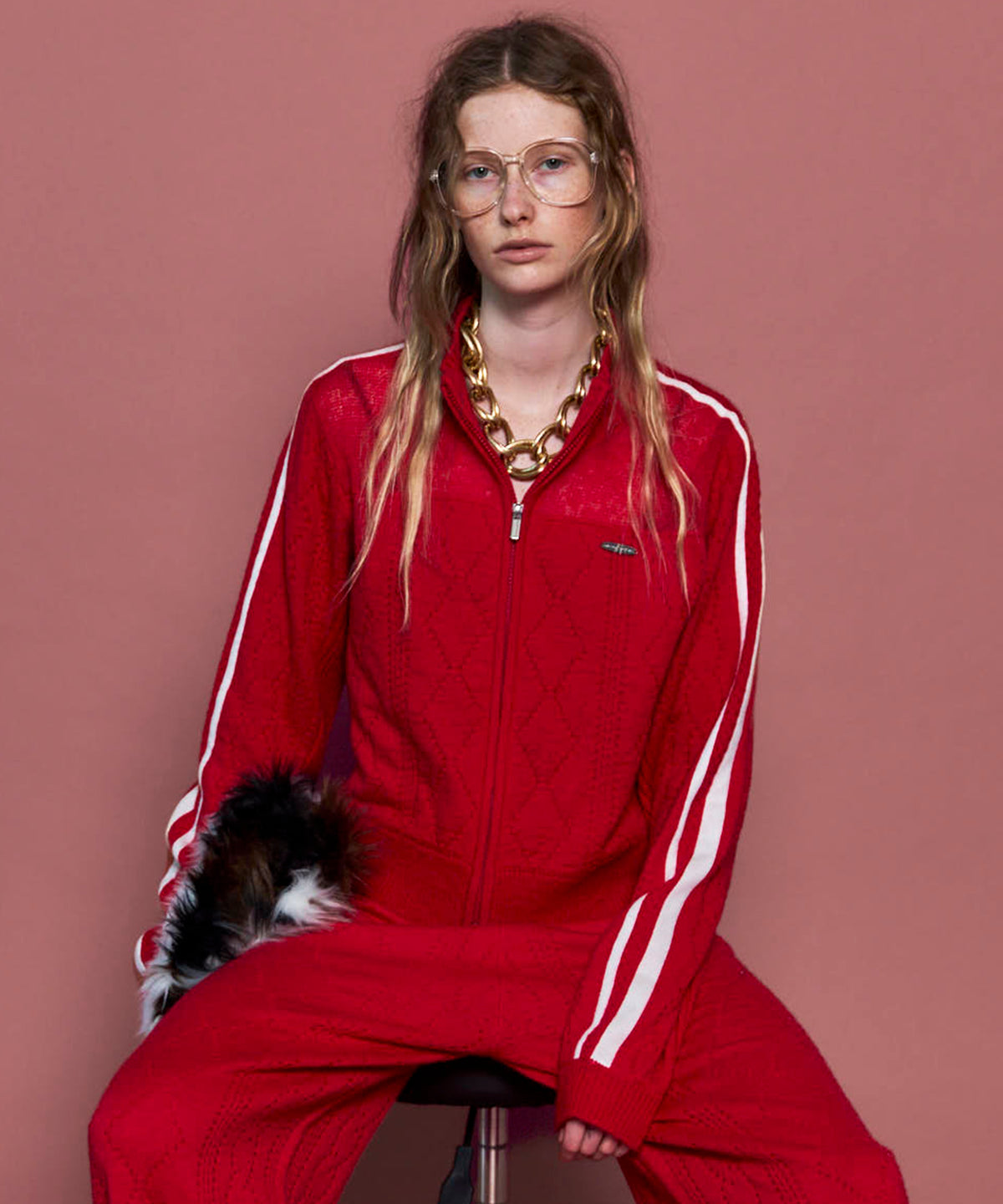 Openwork Knit Track Jacket