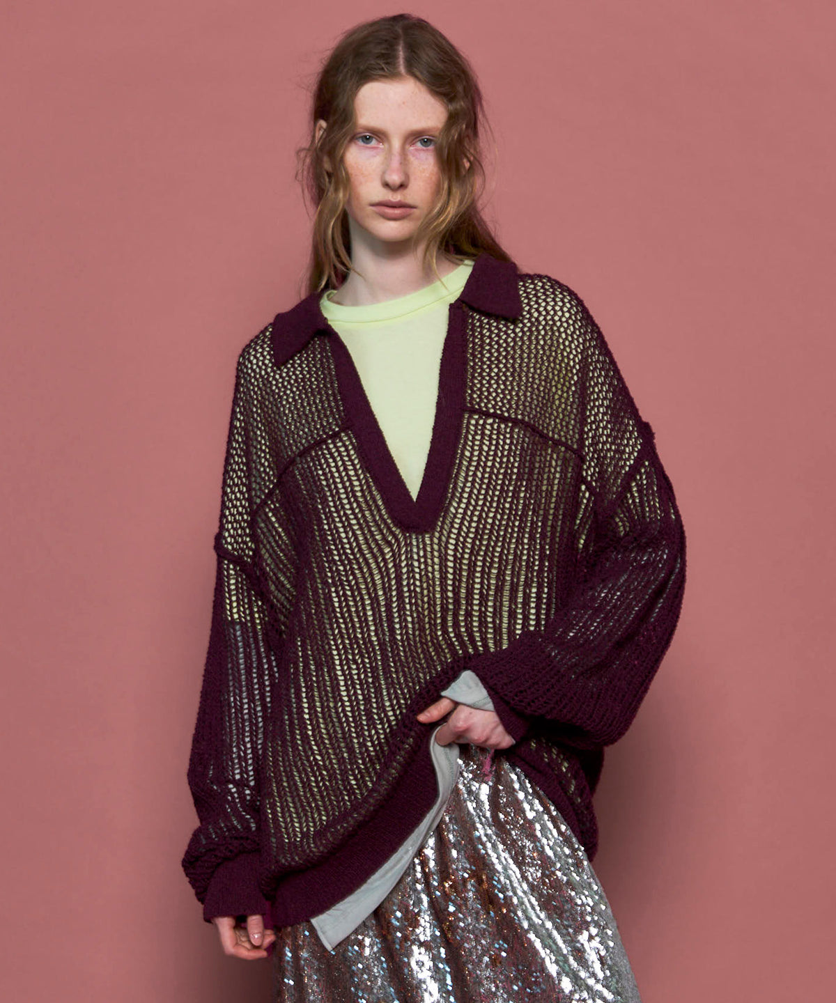 Boucle Mesh Knit Pullover