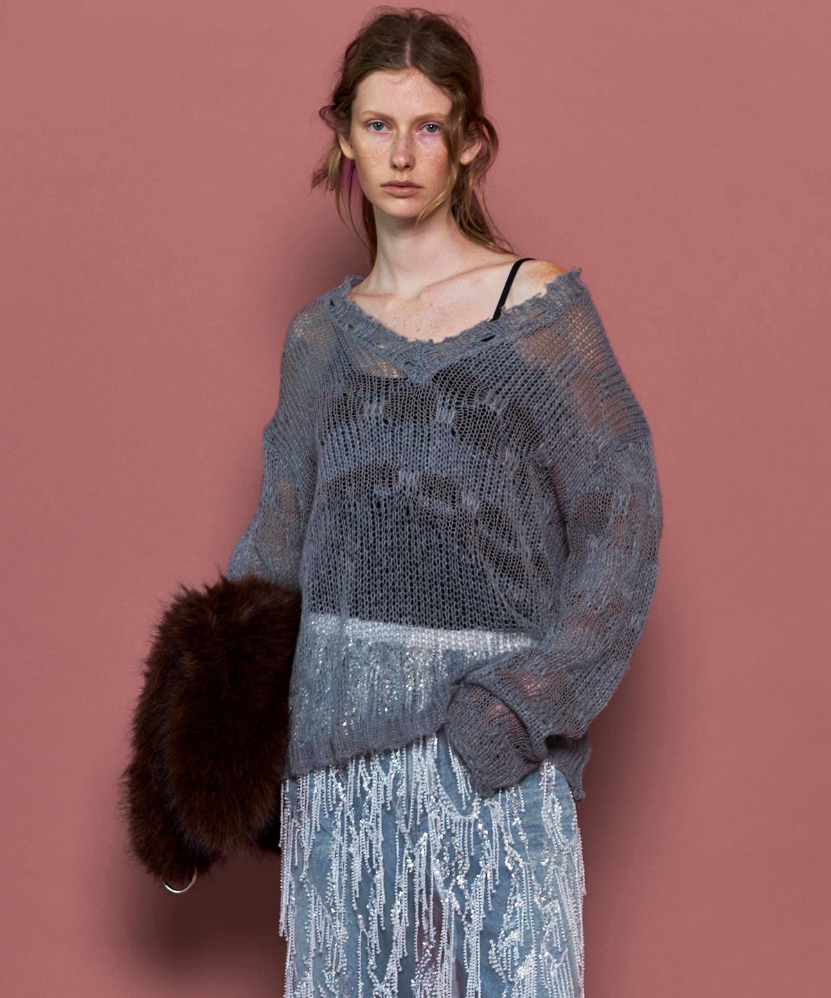 V-neck Low Gauge Pullover Knit