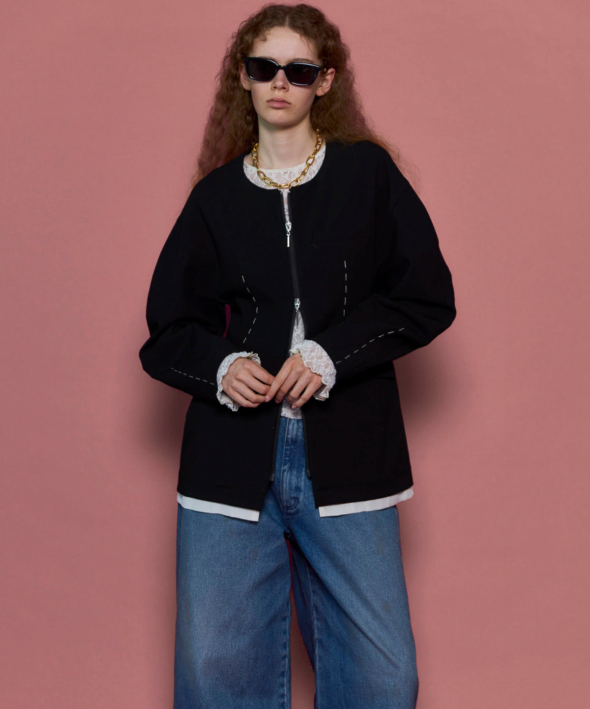 Hour Glass Worsted Zip Jacket