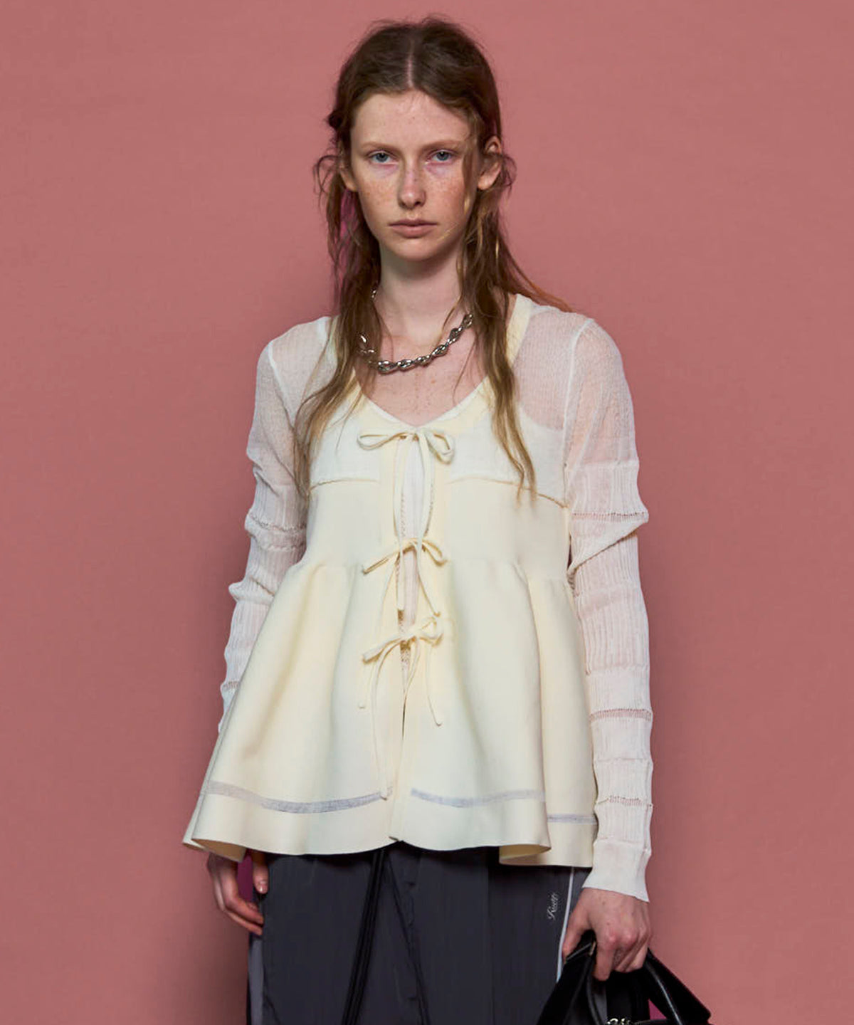 トップス MAISON SPECIAL Sheer Peplum Cardigan Sheer Peplum Cardigan