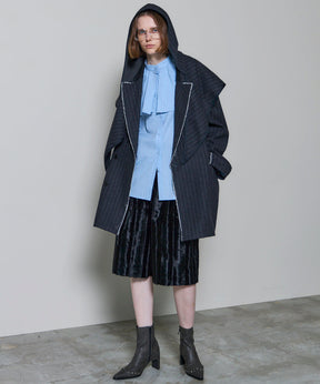 2way Hooded Scarf Cut Off Jacket