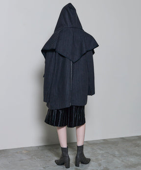 2way Hooded Scarf Cut Off Jacket