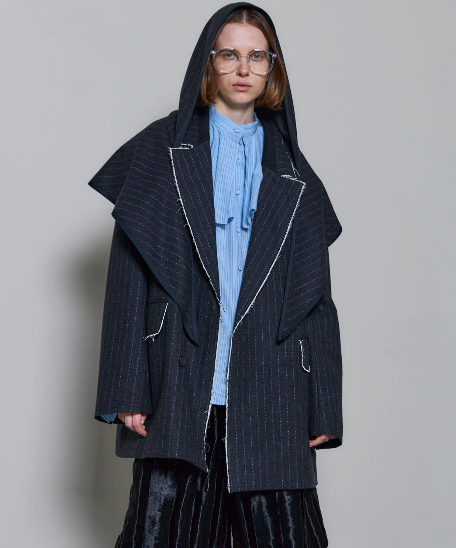 2way Hooded Scarf Cut Off Jacket