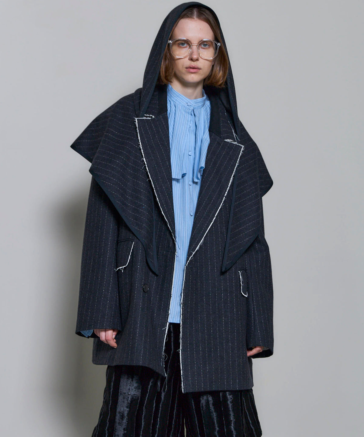 2way Hooded Scarf Cut Off Jacket