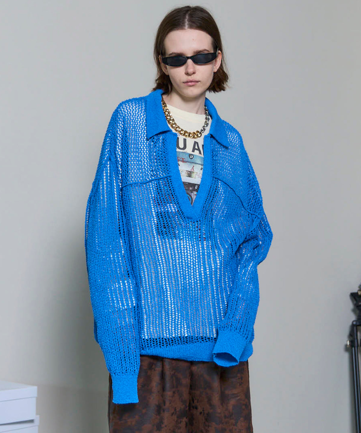 Boucle Mesh Knit Pullover