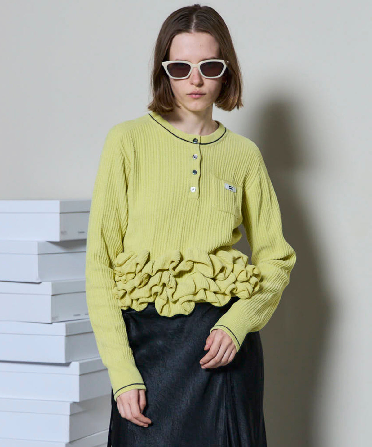 [25AUTUMN PRE-ORDER] Ruffled Hem Chenille Knit Tops