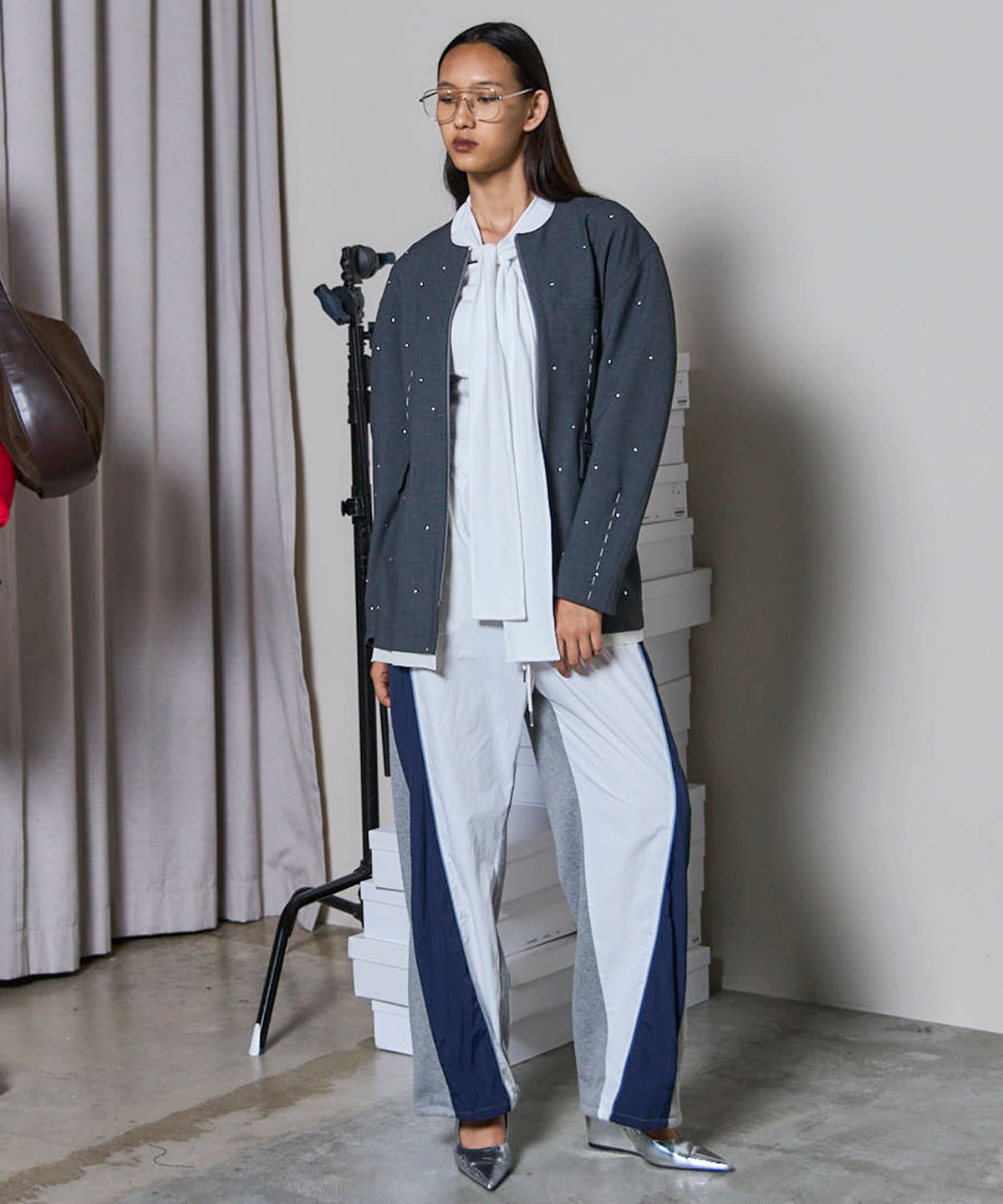 Studs Hour Glass Worsted Zip Jacket