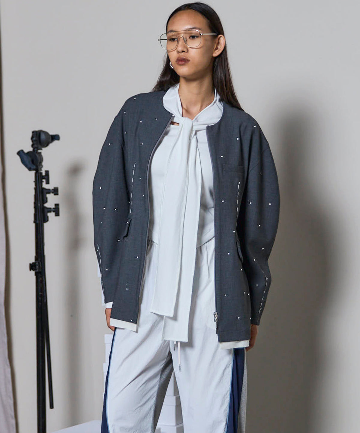 Studs Hour Glass Worsted Zip Jacket