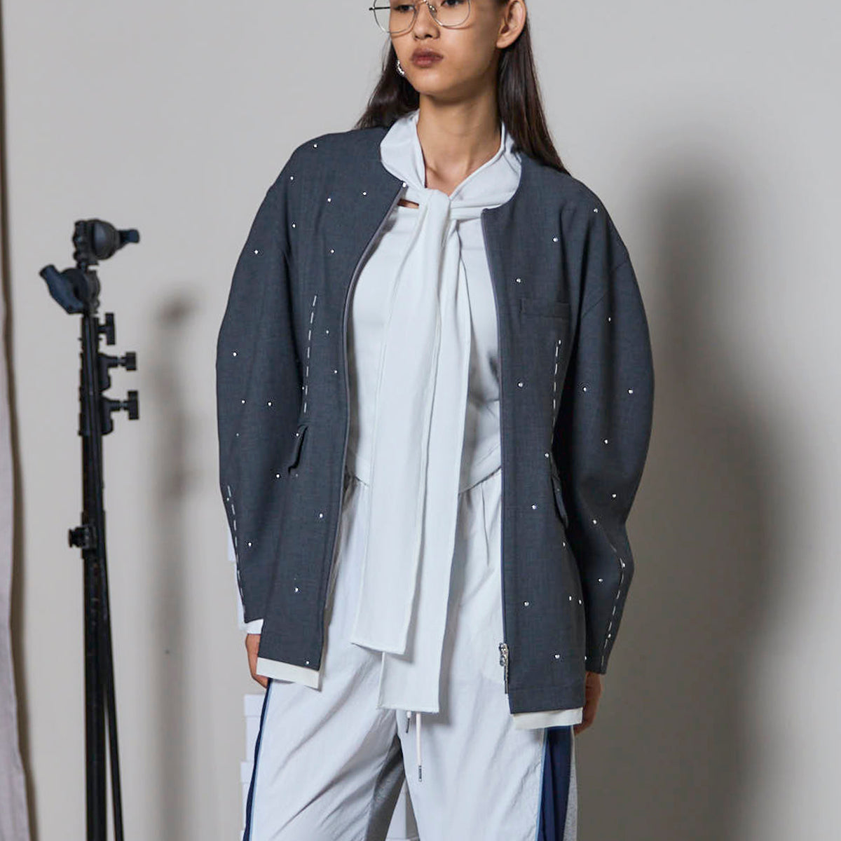 Studs Hour Glass Worsted Zip Jacket