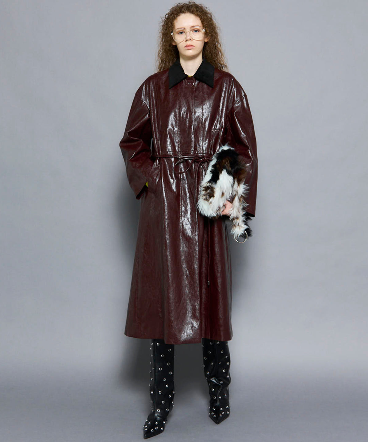 Vegan Leather  Balmacaan Coat
