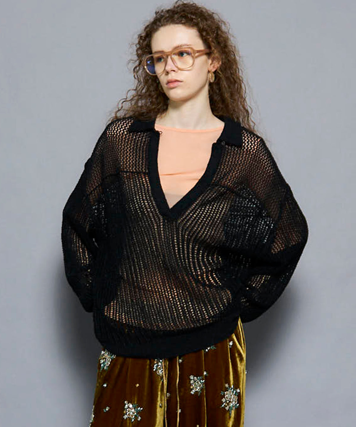 Boucle Mesh Knit Pullover