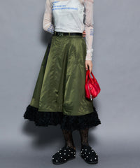 Belted 2way Flower Hem Volume Skirt