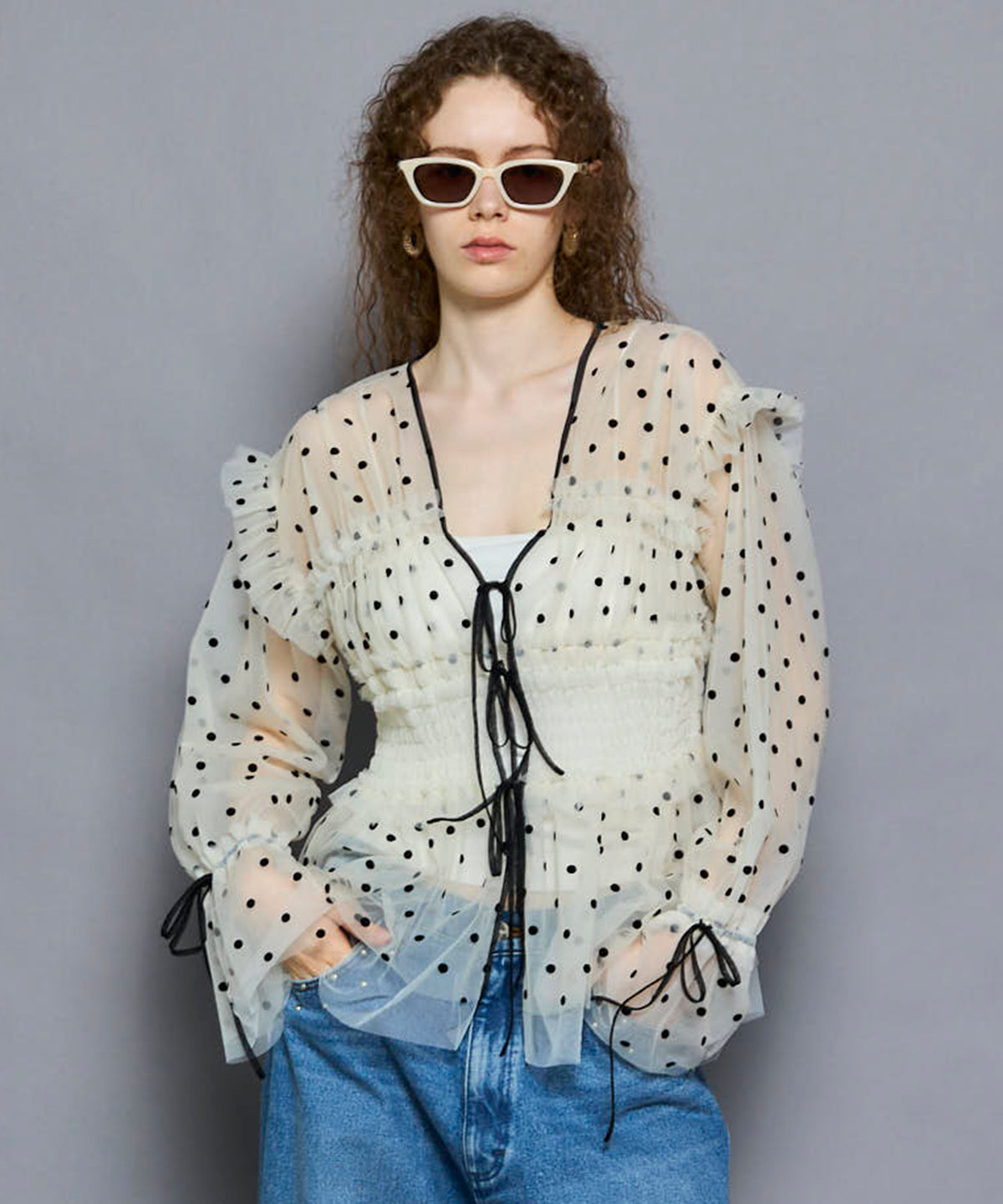 2way Ruffle Gathers Tulle Tops