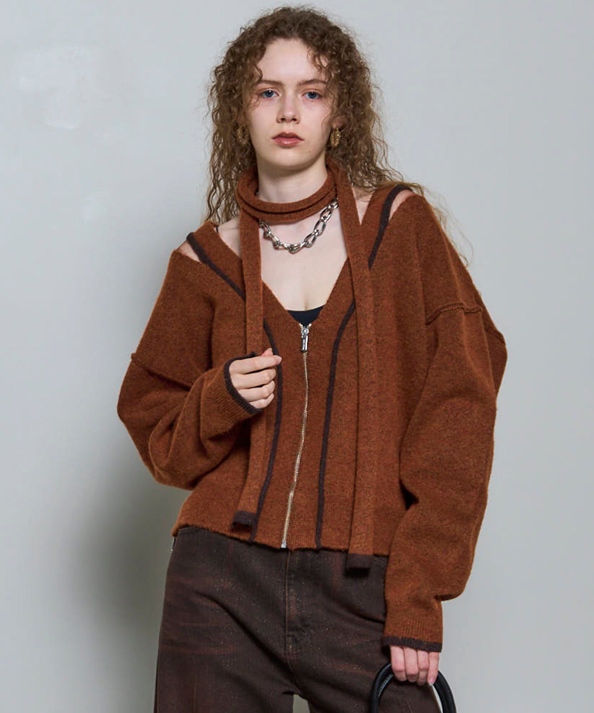 With Stall Tulle Slit Cardigan