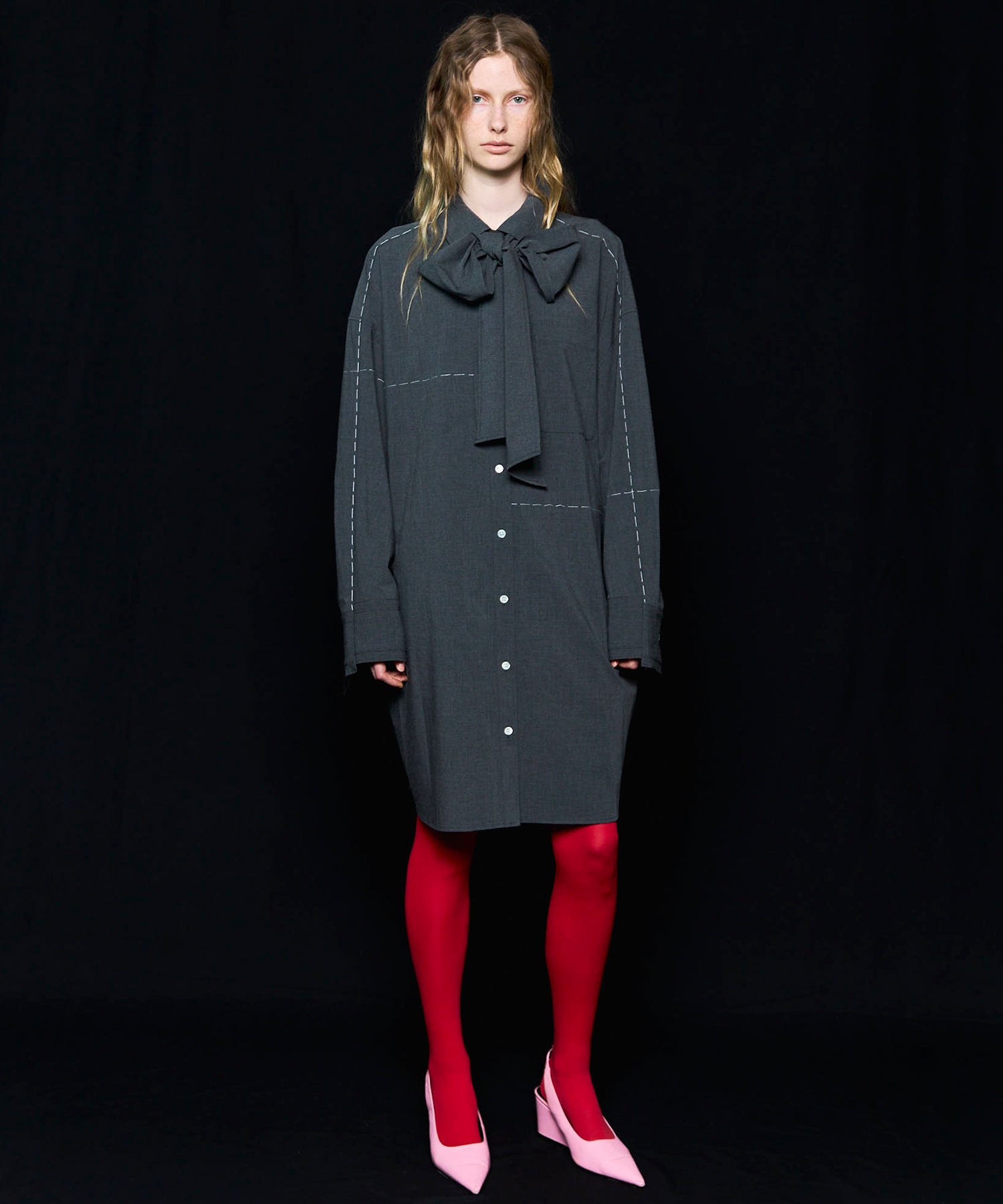 Hand Stitch Shirt Dress