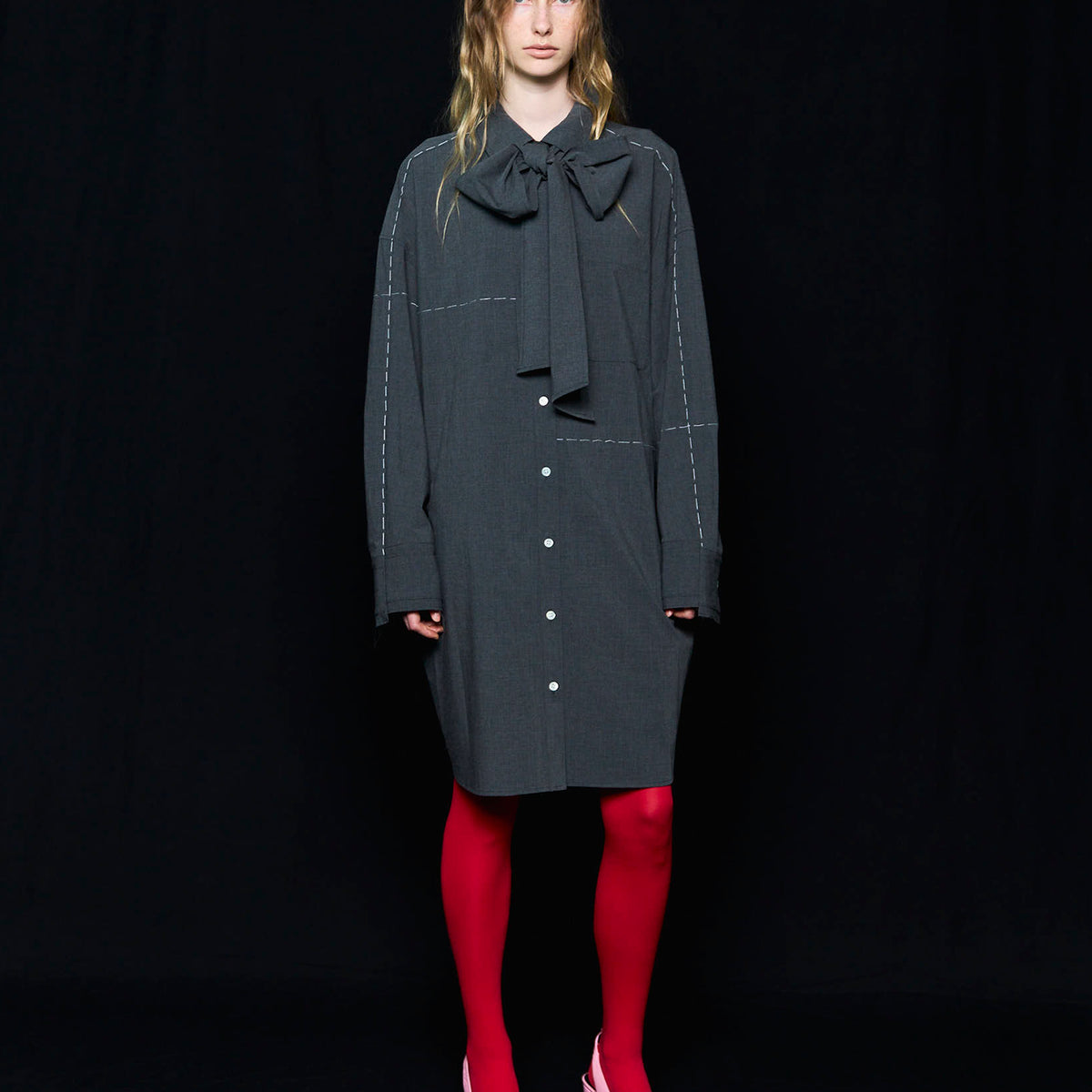 Hand Stitch Shirt Dress