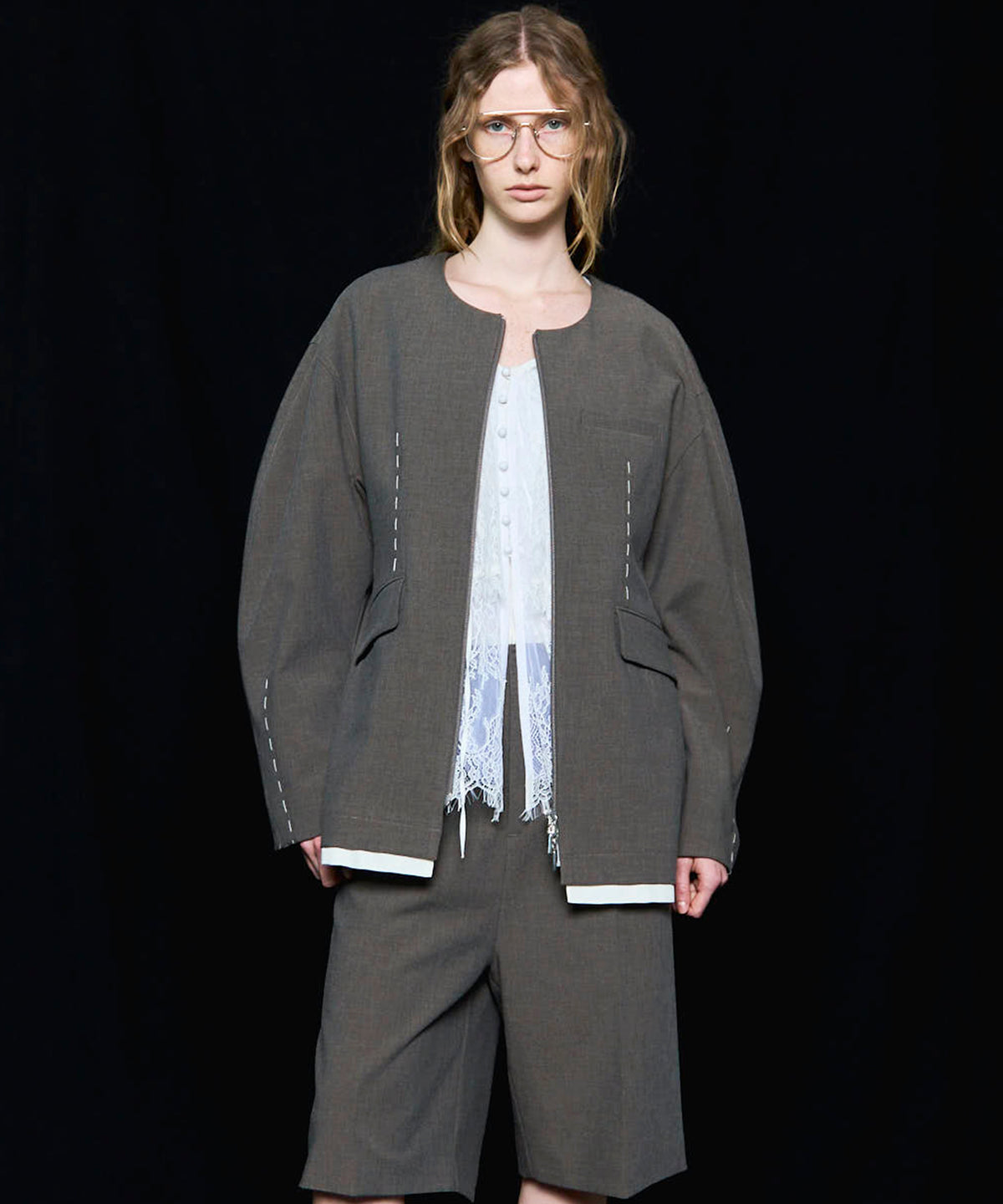 Hour Glass Worsted Zip Jacket