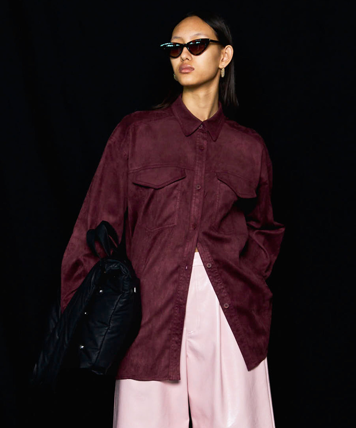 Bicolor Stitched Suede Shirt