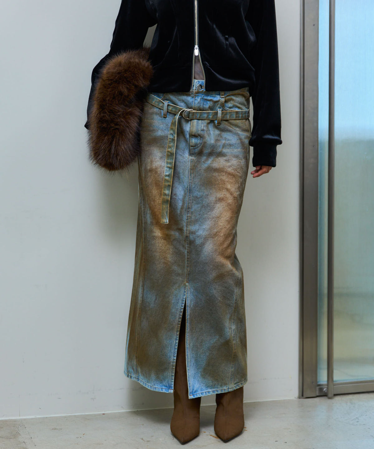 2way High Waist Denim Skirt