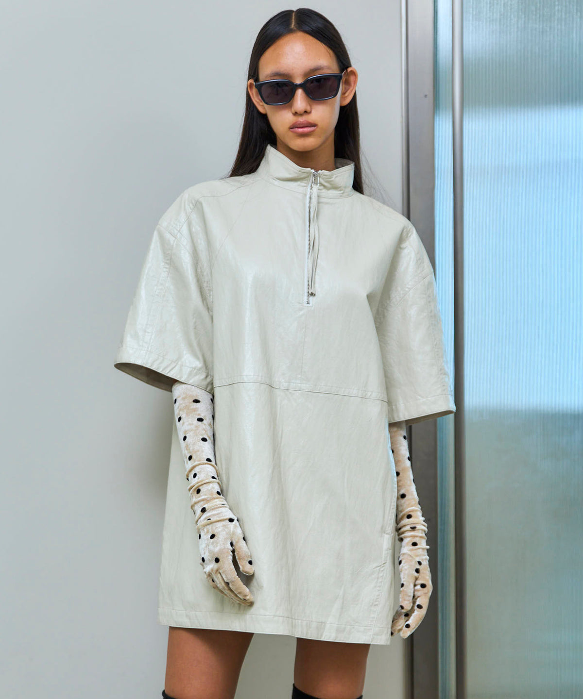 Leather Half Sleeve Tops