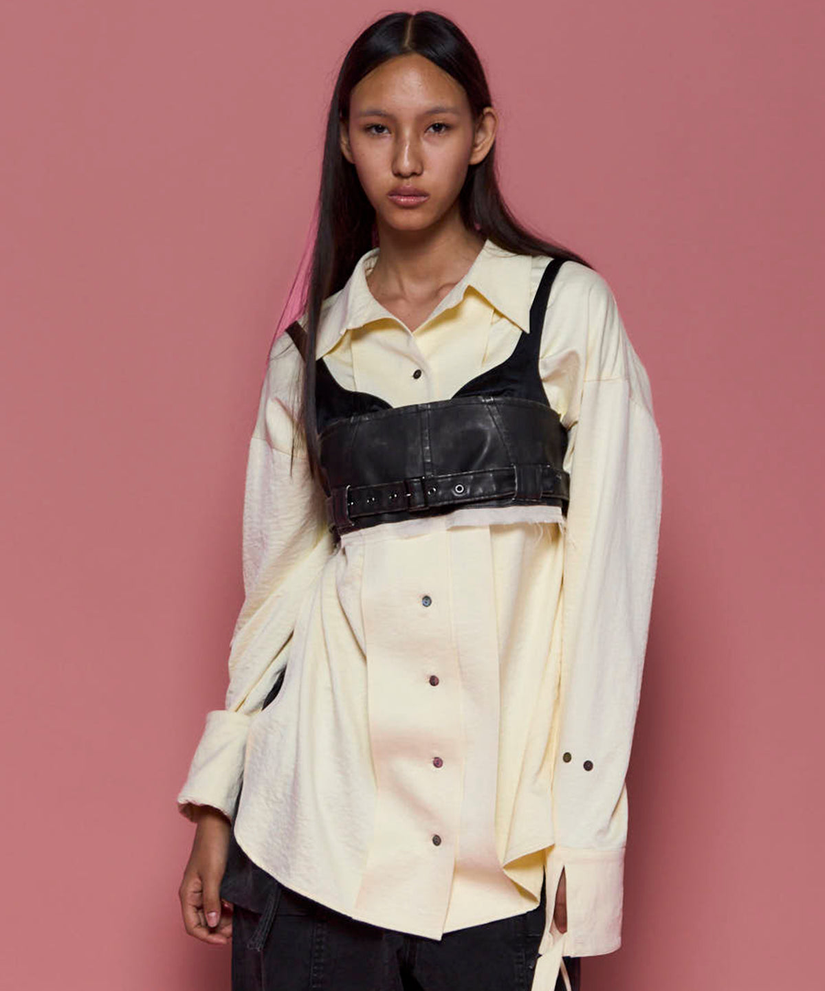 Belted Vegan Leather Bustier