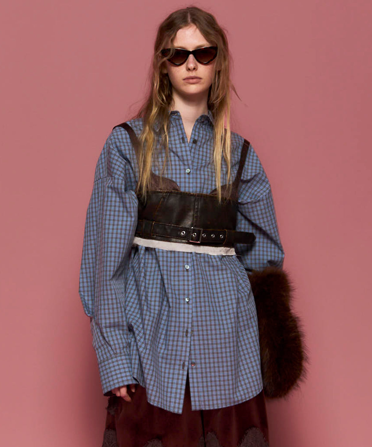 Belted Vegan Leather Bustier